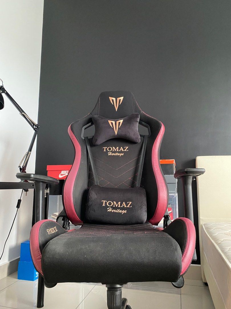 TOMAZ SYRIX II BLACK RED FABRIC GAMING CHAIR Furniture Home