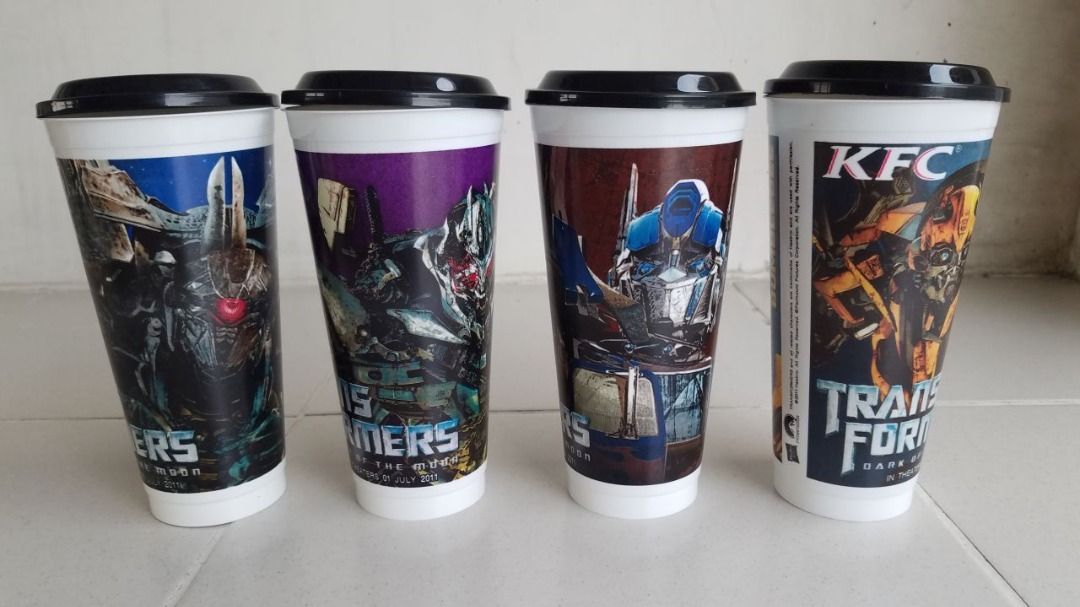 Transformers tumblers (Category: Vintage Collectibles) located in Quezon City. Submitted by nextnoel (Listing ID 1249251153, Image 3). Description: All tumblers were never used and only kept in storage. 7-11 Rise of the Beasts tumblers set of 3 = 600 - a bit of a challenge to collect as the distribution was only 1 design per branch KFC Transformers the Movie (2007) tumblers set of 4 = 500 Meet-ups can be arranged, but pick-up through couriers is 
