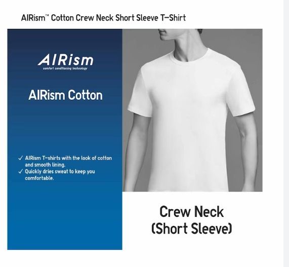 UNIQLO Men AIRism Cotton Short Sleeve Crew Neck T-shirt from Japan NWT