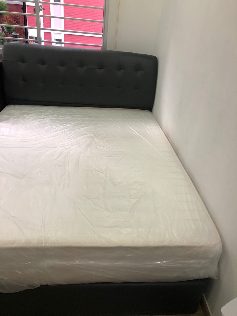 Used Queen Size Bed Frame and mattress, Furniture & Home Living