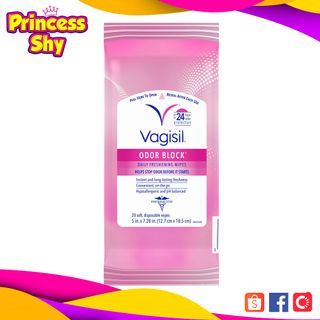 Vagisil Odor Block Daily Freshening Wipes Feminine Hygiene Disposable 20 count