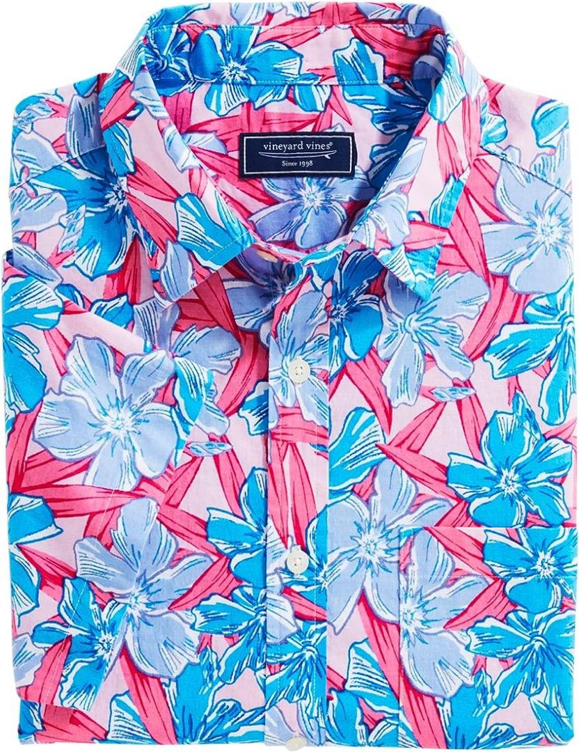 Vineyard Vines Stretch Cotton Short-Sleeve Pineapple Print Shirt (Pineapple  Cape Coral) (Size