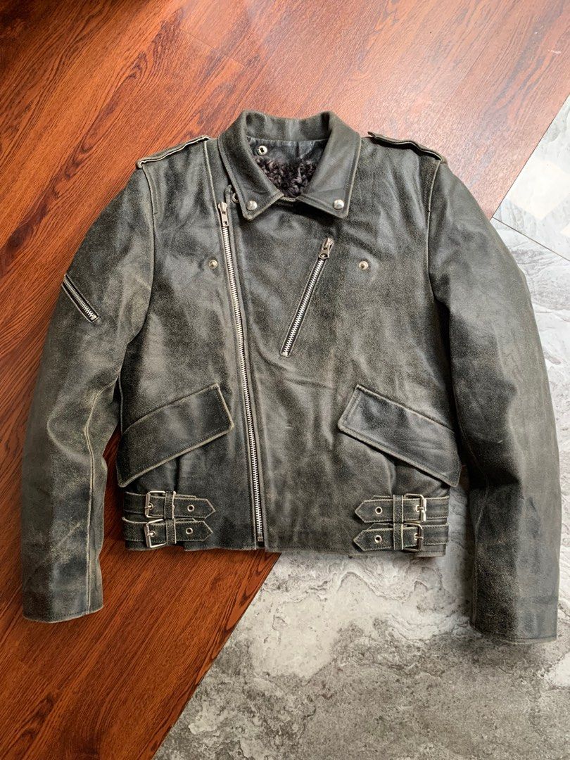 Vintage double riders King star leather motorcycle jacket faded look. Jaket kulit Ramones vintage made in Korea Not Schott Harley vanson Simpson avirex rocker riding racing bla bla bla Fesyen Pria Pak...
