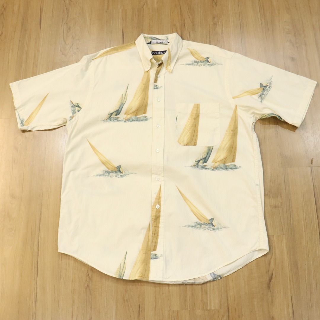 Vintage Nautica Sailboat Logo Button Down Short Sleeve Shirt 90s