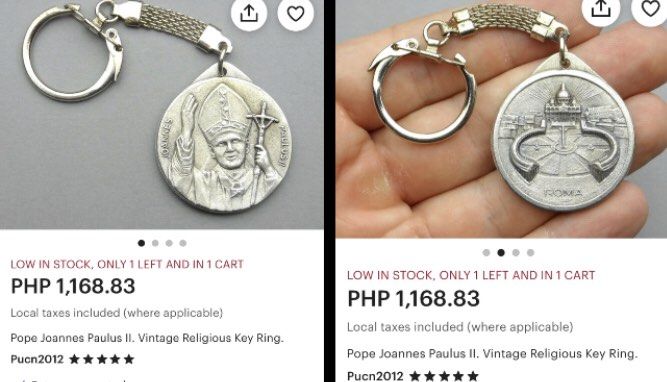 Vintage Religious Key Ring AVE MARIA Keychain MINI WALLET Ancien