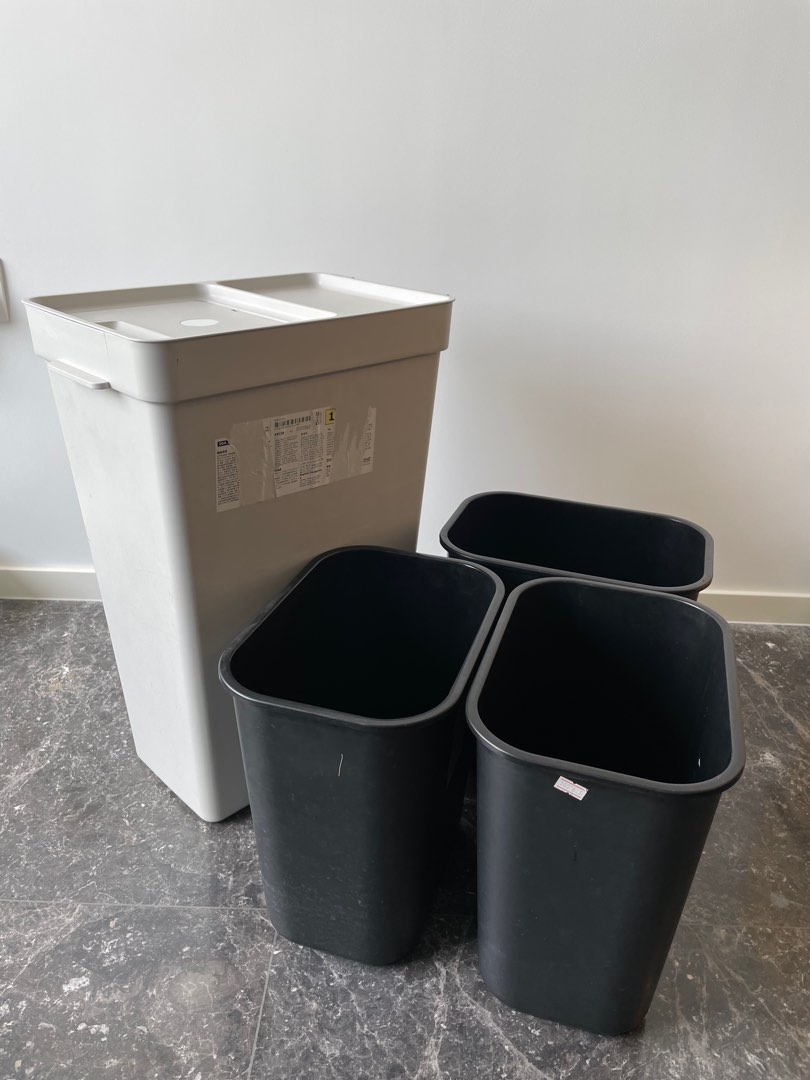 Waste bins (Only 2 black bins left), Furniture & Home Living, Cleaning