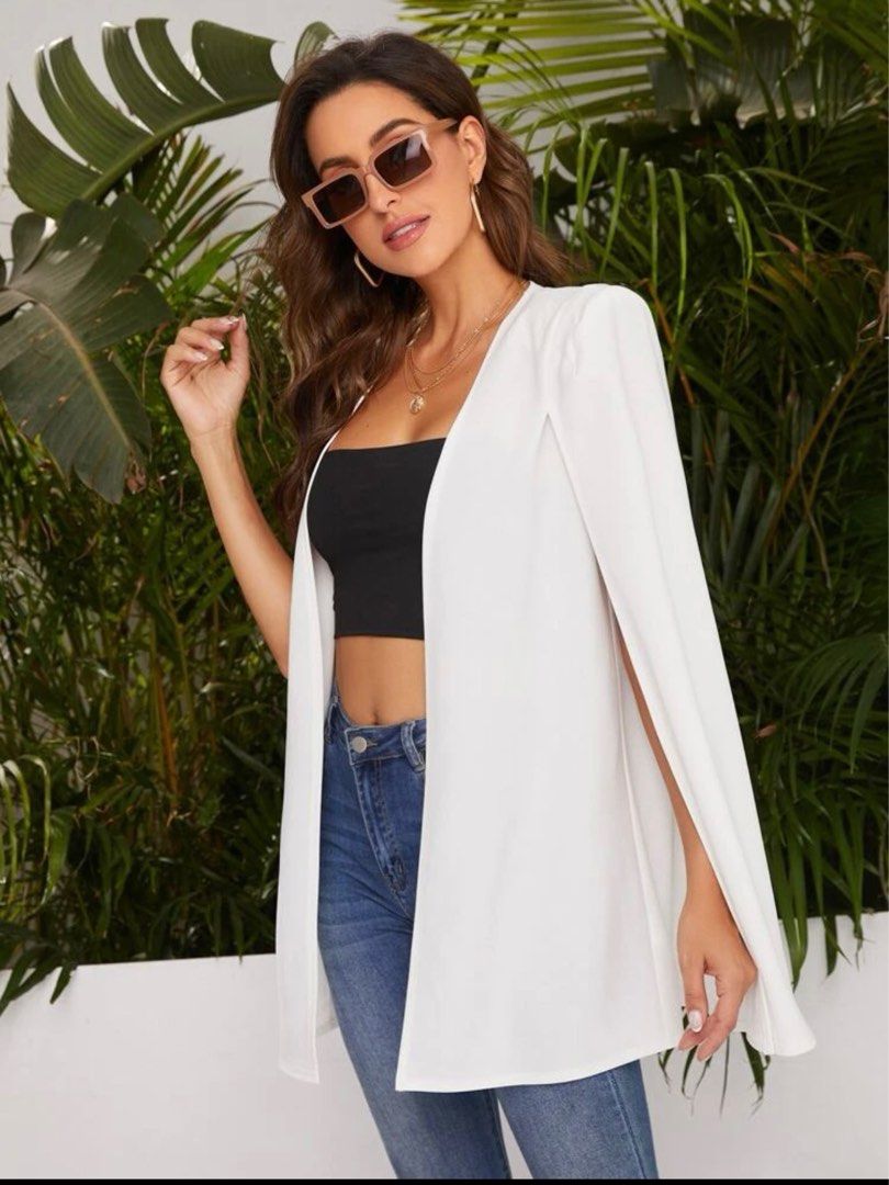 White Cape Blazer Outerwear