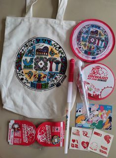 [WTS] Brand New Unused NDP 2023 Canvas Material Tote Bag with Foldable Fan + Drum+ light drum stick + 2 Pins with lovely SG Tourism Mascot Merly Mascot + Cute Otter + Ndp Postcard+ Tattoo For $10.. Can be Sold Separately.See All Pics