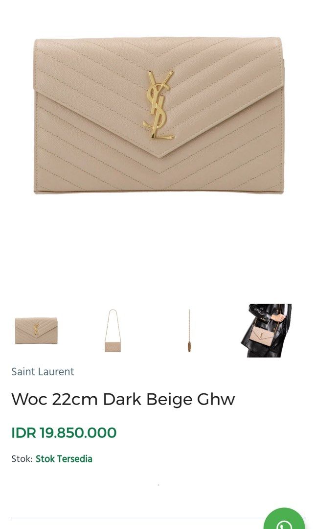 tas sling-bag Saint Laurent WOC 22cm in Dark Beige Caviar GHW