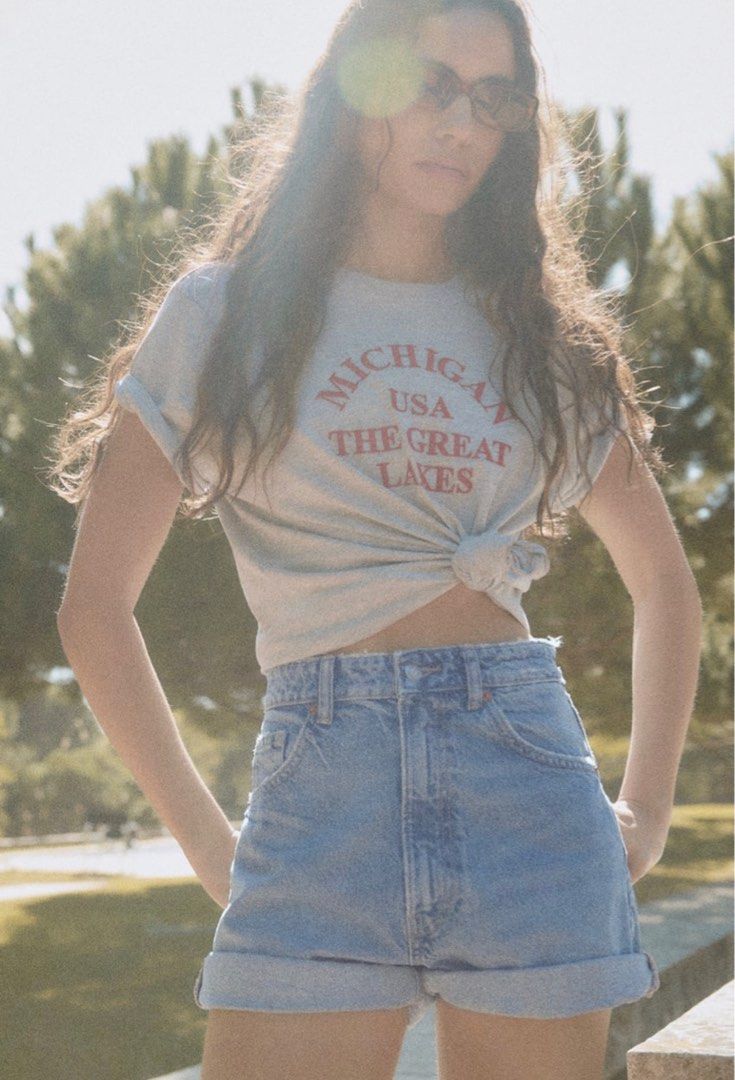 Zara mom fit denim shorts sales