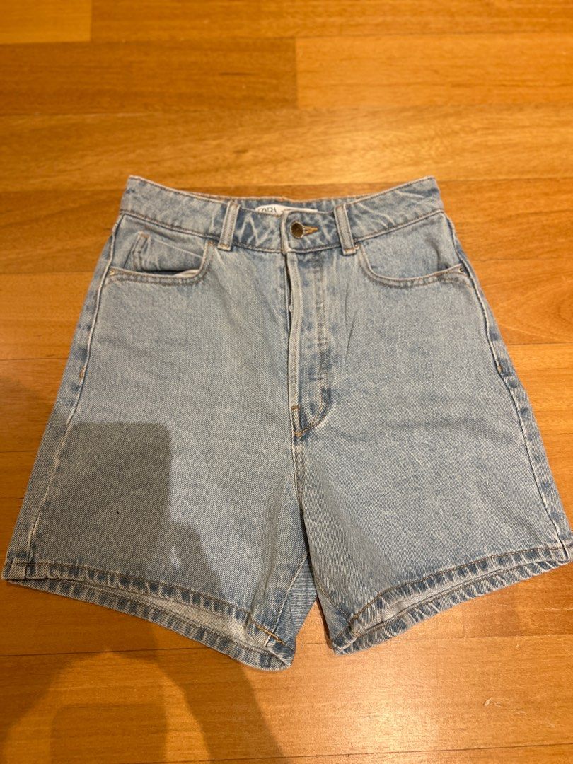 Zara High Rise mom fit Denim Bermuda Women s Fashion Bottoms