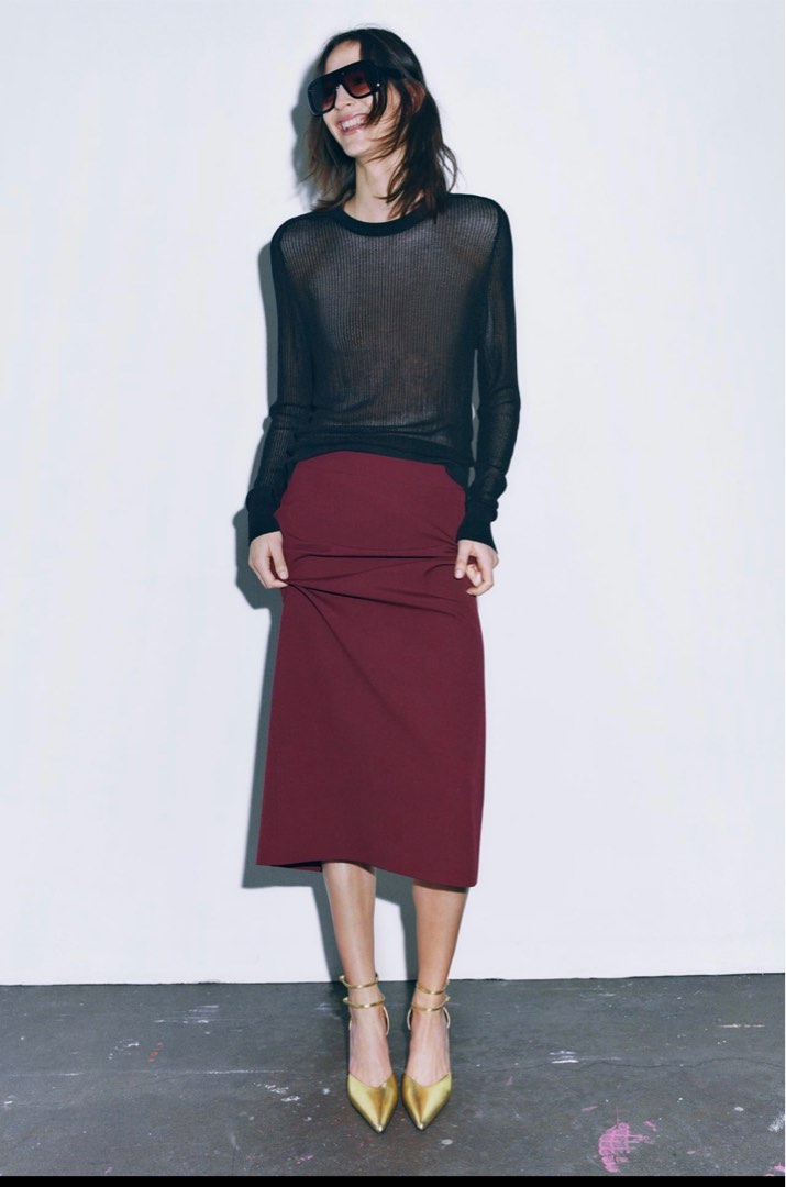 Zara Red Wine Skirt