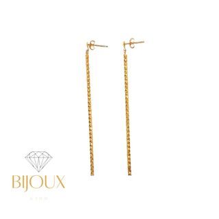 1.36 grams 18K Gold Dia-cut Bar Dangling Earrings Pawnable