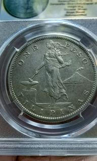 1908 S  ONE PESO US-PHIL (USPI) SILVER COIN..very sharp DETAILS WITH WEAK LUSTER AND NATURAL TONING