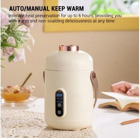 500W Electric Stew Pot Portable Slow Cooker Cooking Pot Multicooker Stewing  Porridge Soup with Appointment Heating Cup 600ml