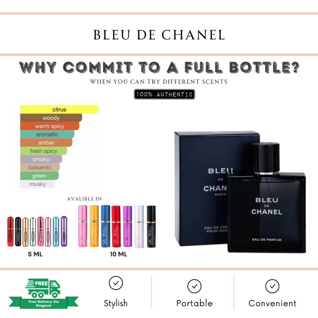 5ml/10ml] Blue De Chanel EDP Travel-Size Fragrance Spray - Empower Your  Freedom, Beauty & Personal Care, Fragrance & Deodorants on Carousell