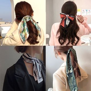 全新白底黑邊框字母 爆款優雅長款飄帶髮飾 少女高級感綁頭髮可愛髮帶 網紅蝴蝶結頭帶