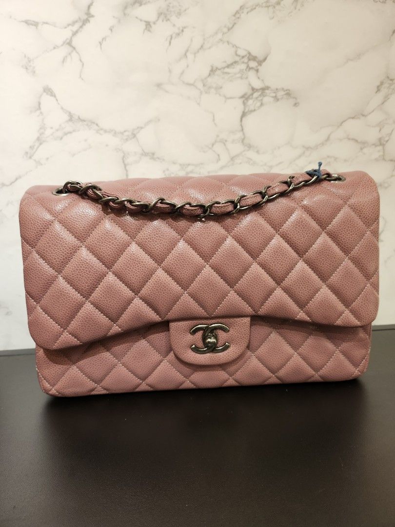 Chanel Medium Classic Double Flap Bag Pink Iridescent Lambskin Silver  Hardware