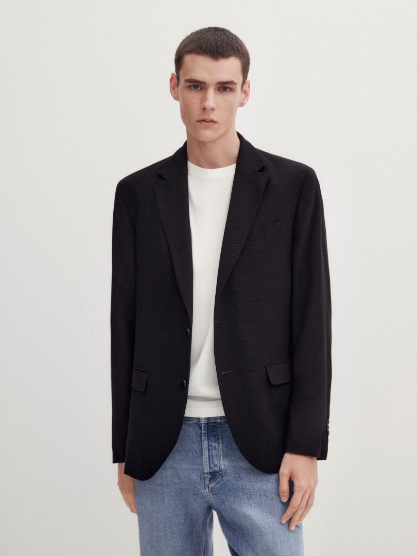 Massimo dutti grey blazer discount
