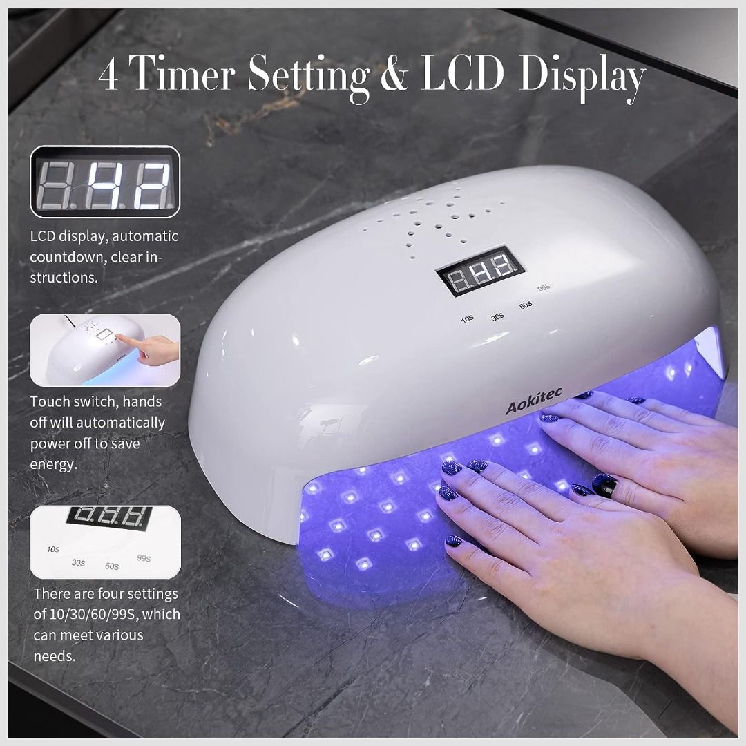 Aokitec UV Light for Nails - 78W UV LED Nail Lamp Gel Polish Fast Curing  Nail Dryer with 4 Timer Setting LCD Display for Curing All Nail Gels Extra