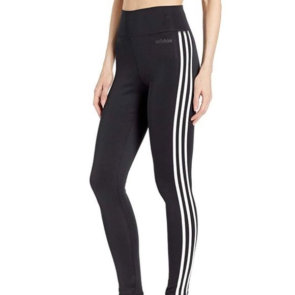 AUTHENTIC ADIDAS High-Rise Long 3-Stripes Climalite Tights