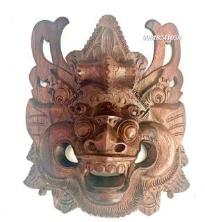 Authentic Balinese Barong Head Teakwood Sculpture Carving