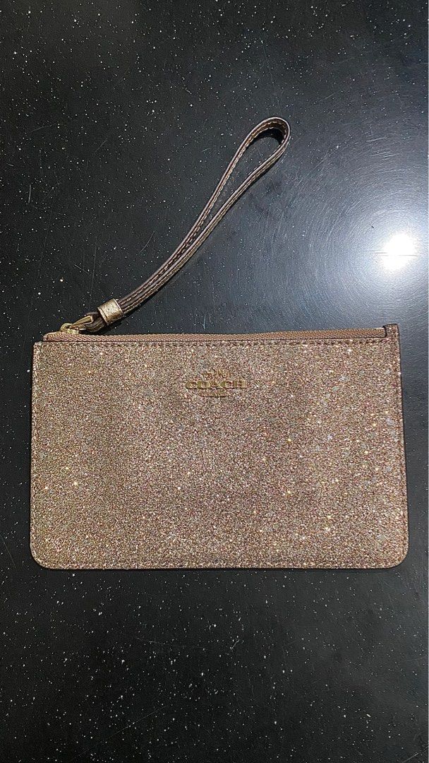 Coach gold glitter hot sale wristlet