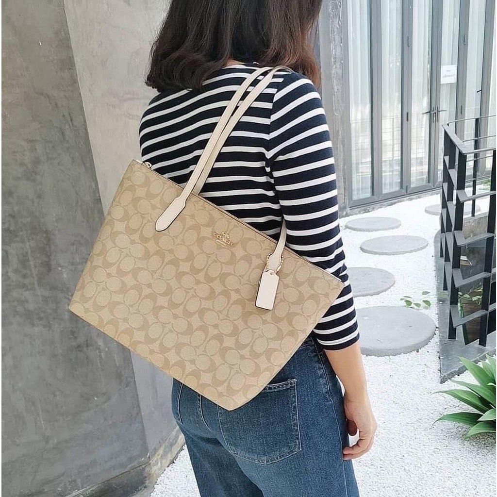 Coach zip top tote clearance
