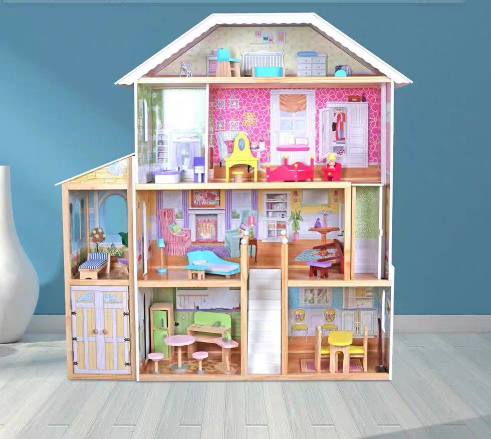 Big Wooden Barbie Doll House with light effects include furnitures