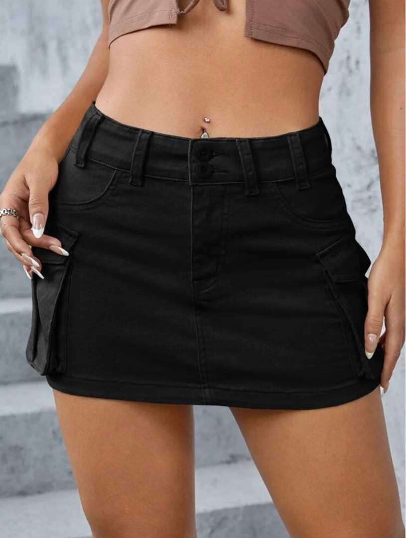 Ladies  denim  Mini Skirt - Black main image 1