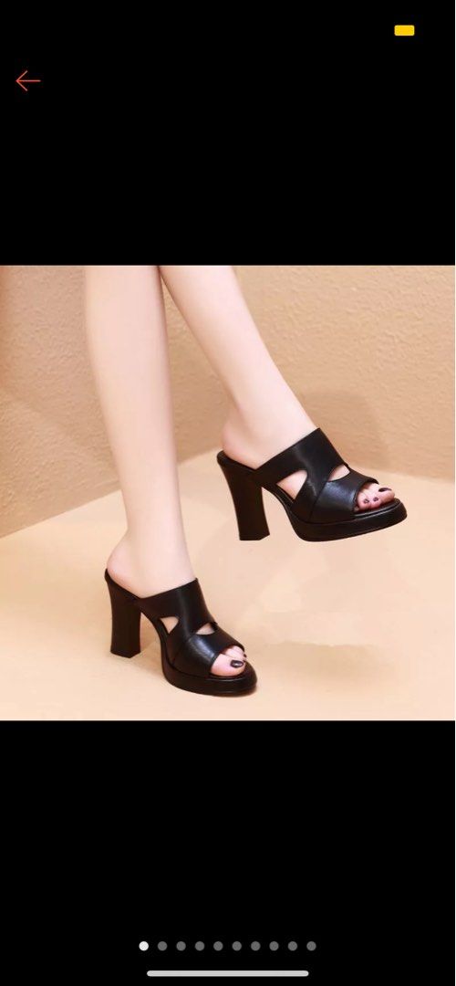 Black Open Toe Chunky Heels Women s Fashion Footwear Heels on