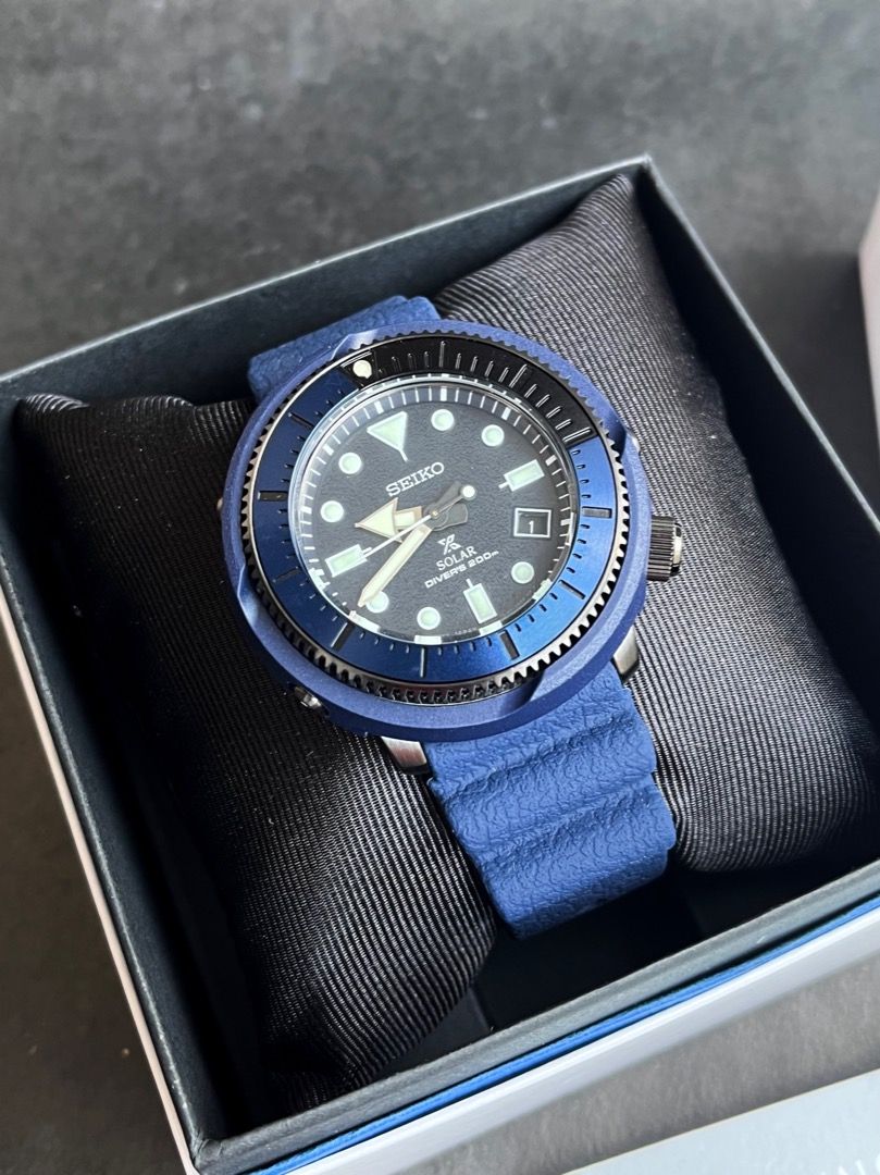 BNEW AUTHENTIC SEIKO SNE533P1 Prospex Solar Diver Blue Tuna Can Rubber Watch For Men P19 990 Men s Fashion Watches Accessories Watches on Carousell