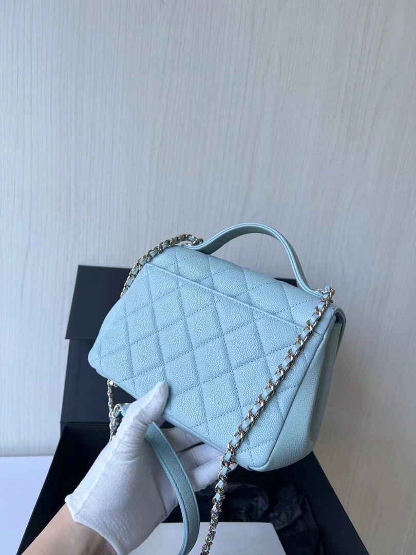 CHANEL Caviar Quilted Medium Business Affinity Flap Light Blue