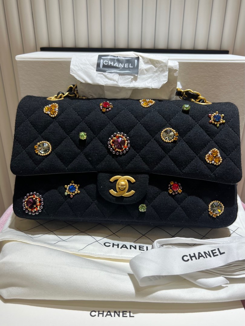 Chanel Embroidered Silk Mini Classic Flap