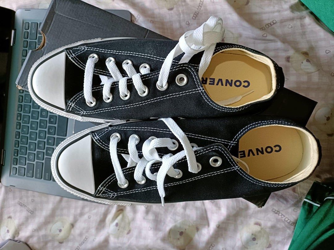 BRAND NEW Converse Chuck Taylor Black (Category: Sneakers) located in Quezon City. Submitted by lovesadhappy (Listing ID 1246552158, Image 2). Description: ‼️FOR SALE‼️ Want to sell: CONVERSE UNISEX CHUCK TAYLOR ORIGINAL - BLACK MINT CONDITION (never been used) PURCHASED FROM CONVERSE OFFICIAL STORE Size: US 6.5 MEN / US 8.5 WOMEN / UK 6.5 / 25CM PRICE: 2400PHP FREE SHIPPING WITHIN METRO MANILA MOP: GCASH/MAYA/BDO/BPI RFS: too big for me :(.