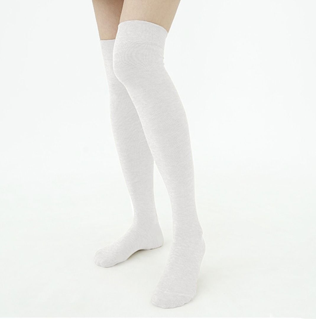 White over the knee high socks online