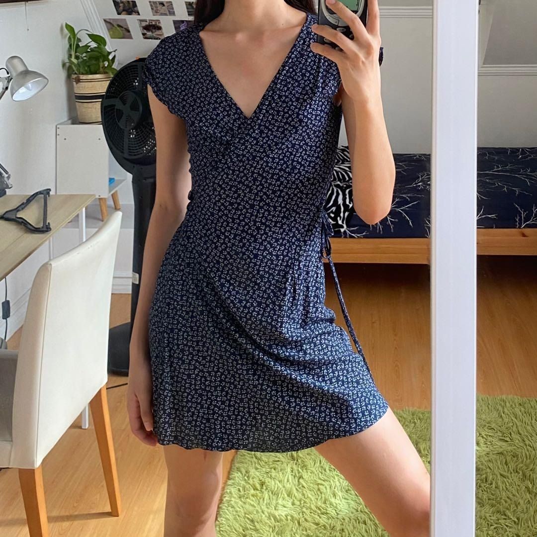 Brandy melville blue wrap dress 2025