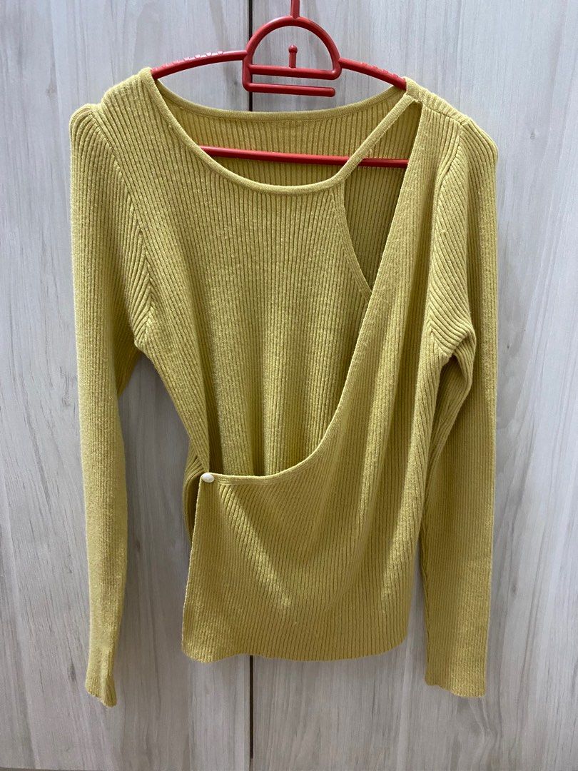 Bright yellow long sleeve top sales