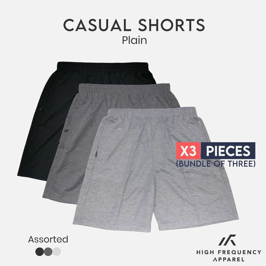 BUNDLE OF 3 Plain Unisex HF Casual Shorts Home Shorts Grey