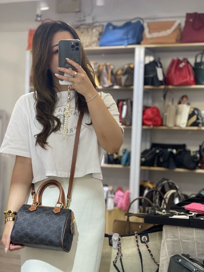 Celine Small Boston Bag in Triomphe Canvas and Calfskin Authentic, Luxury,  Bags & Wallets on Carousell