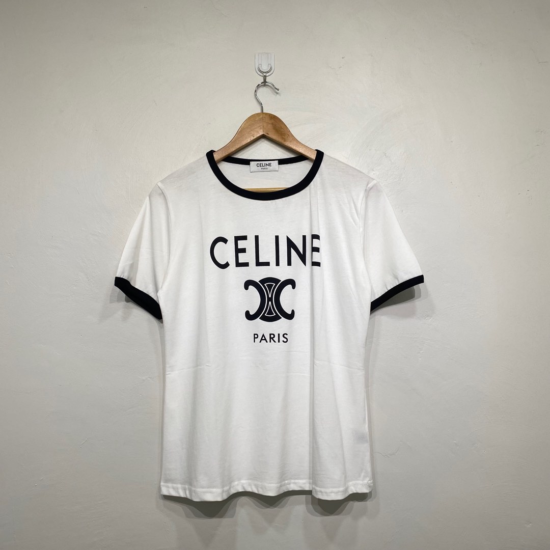 Authentic Celine puppy print T-shirt, Luxury, Apparel on Carousell