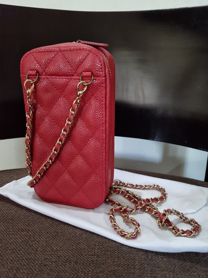 CHANEL CAVIAR CELLPHONE ZIP AROUND SLING BAG, Luxury, Bags & Wallets on  Carousell