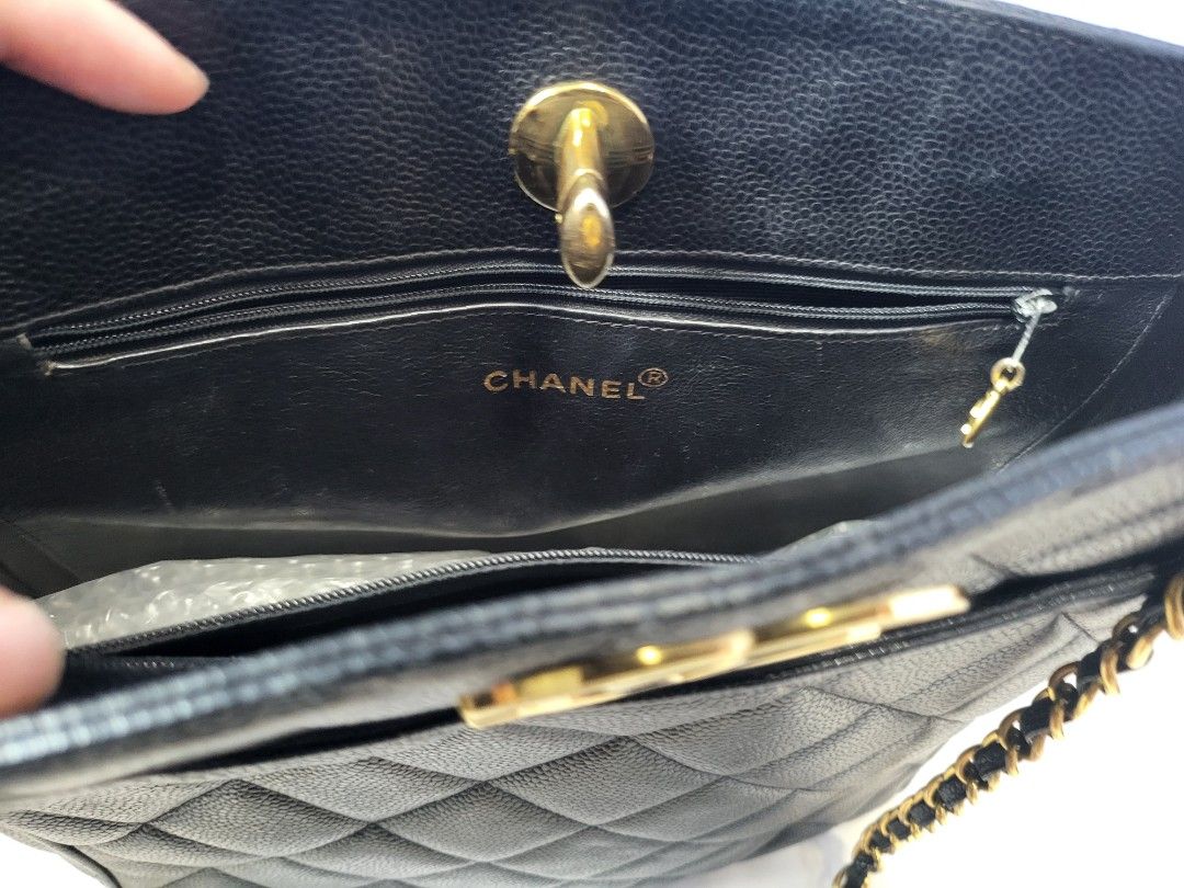 Chanel caviar tall turn lock open top tote gold, Luxury, Bags & Wallets on  Carousell