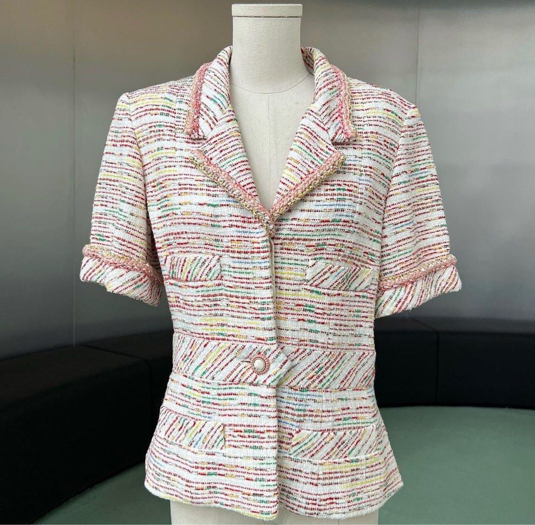 Chanel P61147 Short Sleeve Tweed Jacket Colourful, Luxury, Apparel