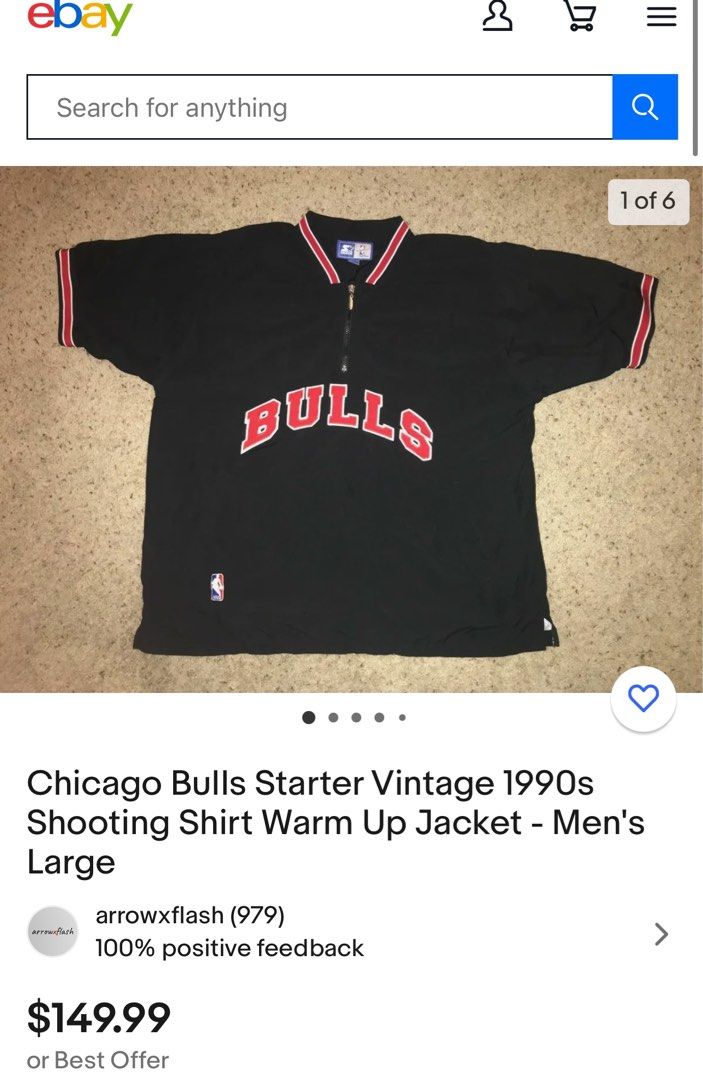 1990's CHICAGO BULLS STARTER L/S SHOOTING SHIRT XL - Classic