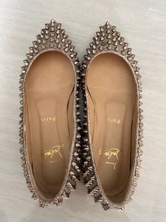 CHRISTIAN LOUBOUTIN PIGALLE SPIKES STUDDED LEATHER PUMPS EU 38.5 UK 5.5 US  8.5