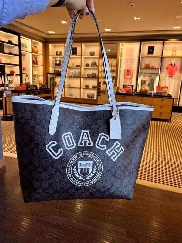 Coach City Tote In Signature Canvas with Varsity Motif for Sale in