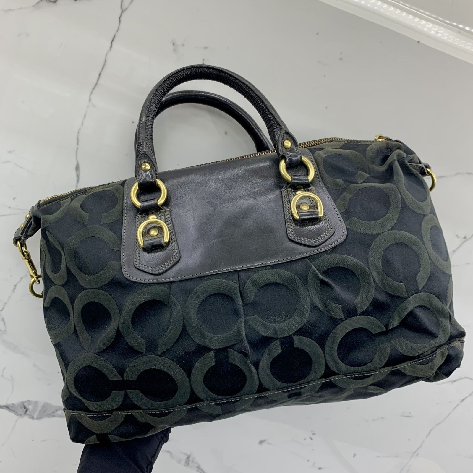 COACH 12943 BLACK CANVAS 2WAY SHOULDER BAG 237024635 WE