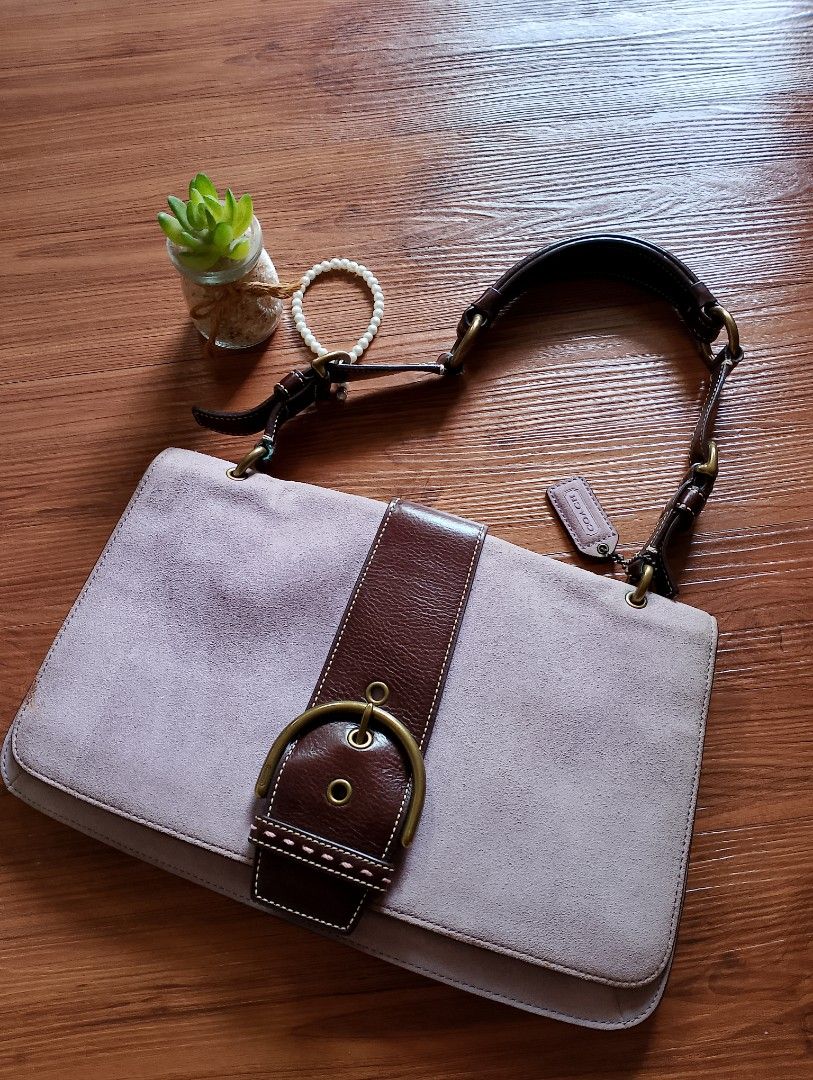 Auth Coach lilac purple bowling bag purse handbag zip top double strap |  eBay