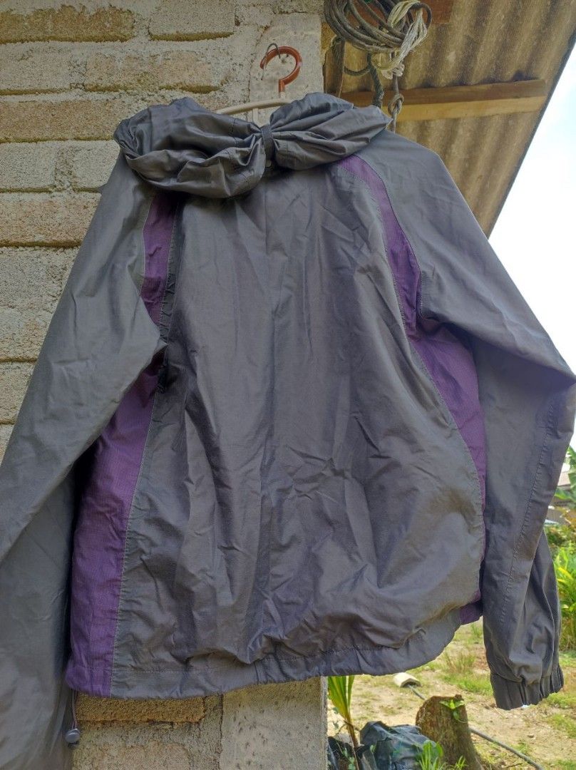 COLEMAN S M Gray Purple Windbreaker Rain Jacket Nylon Hooded RN